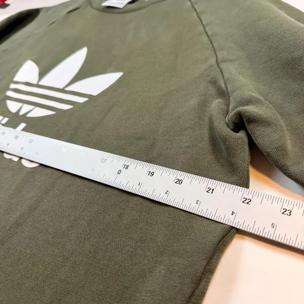 Adidas Trefoil Logo Crewneck Sweatshirt Olive Green Mens Size Large